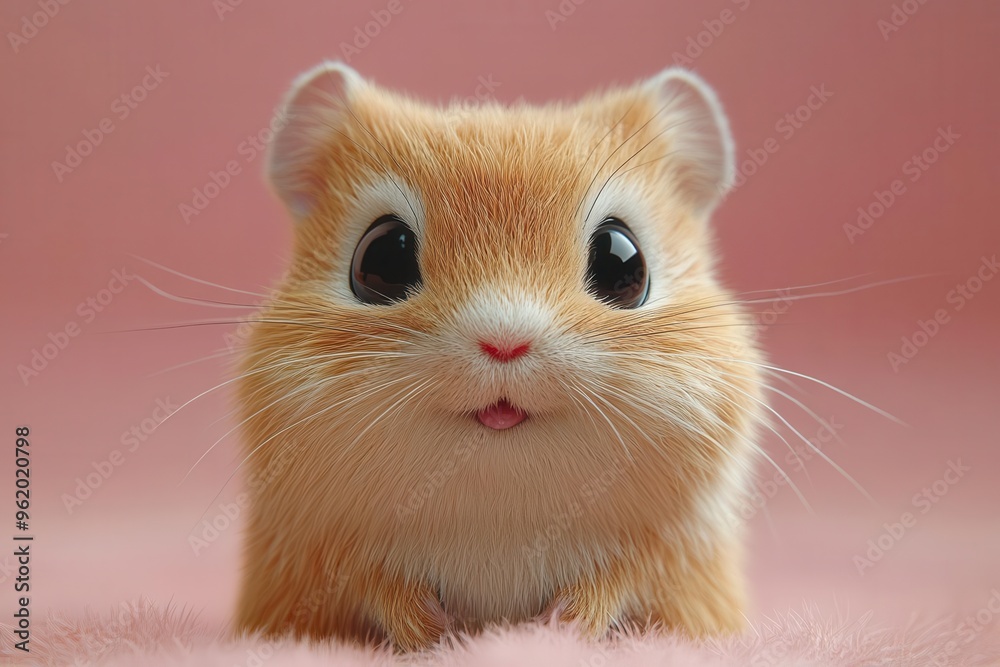 adorable 3d cartoon gerbil with oversized eyes and fluffy fur posed playfully against a pastelcolored simple background adorable 3d cartoon gerbil with oversized eyes and fluffy fur posed playfully against a pastelcolored simple background