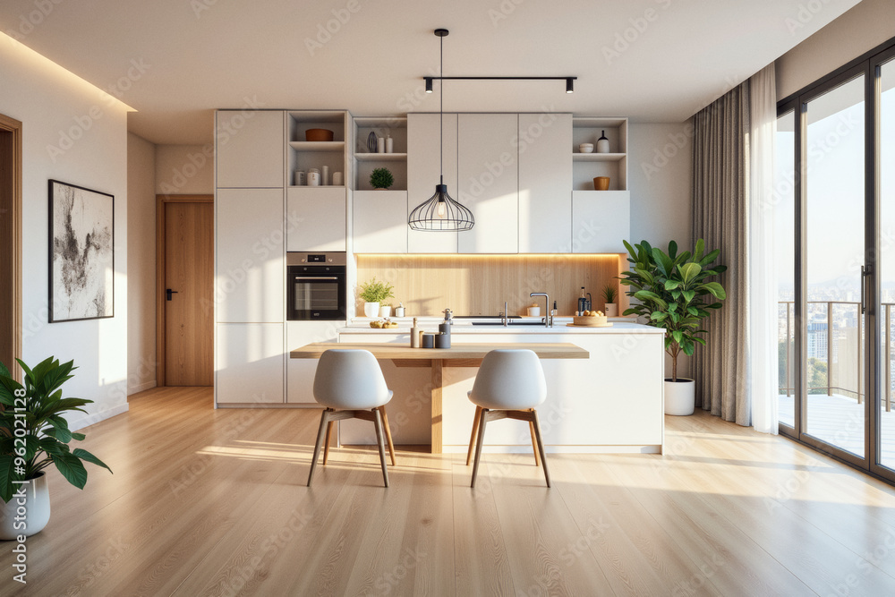 photo of a modern apartment kitchen with designer interior and furniture, luxury interior architecture design idea photo of a modern apartment kitchen with designer interior and furniture, luxury interior architecture design idea