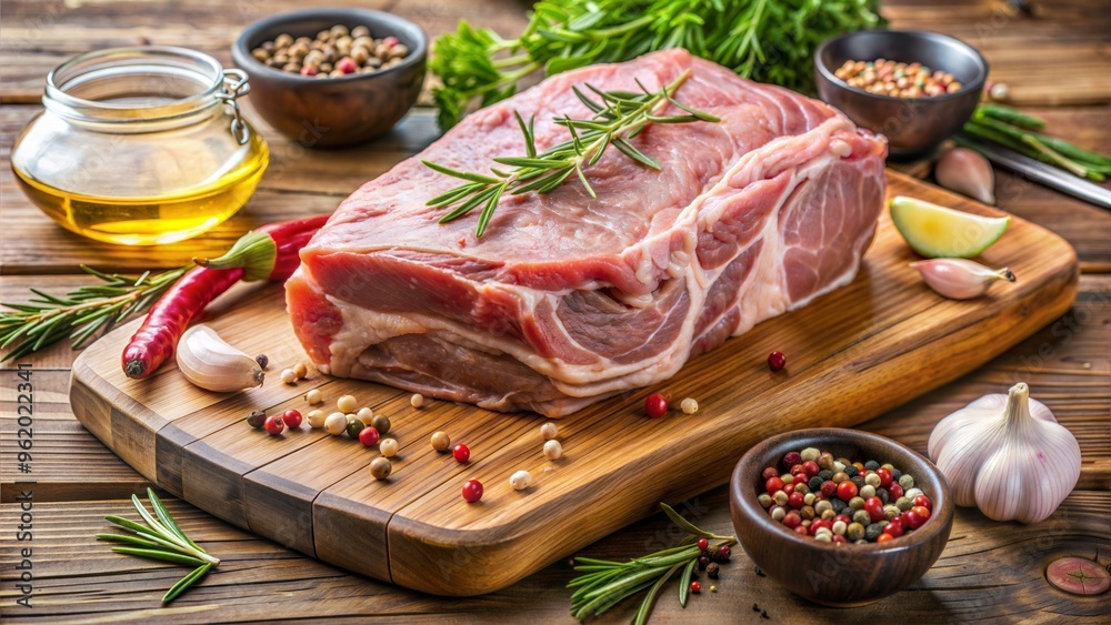 fresh pork neck raw or collar pork on board fresh pork neck raw or collar pork on board