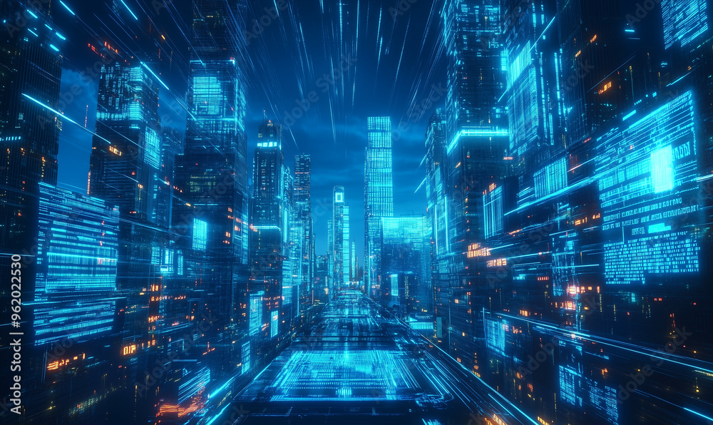 Obraz premium Virtual reality night building