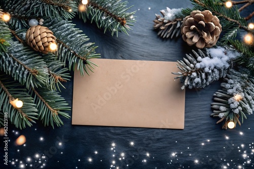 Blank Holiday Card Scene with Snowy Background