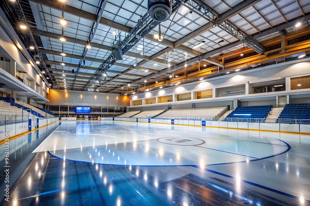Obraz premium Empty Ice Rink with Open Areas for Text or Promotion