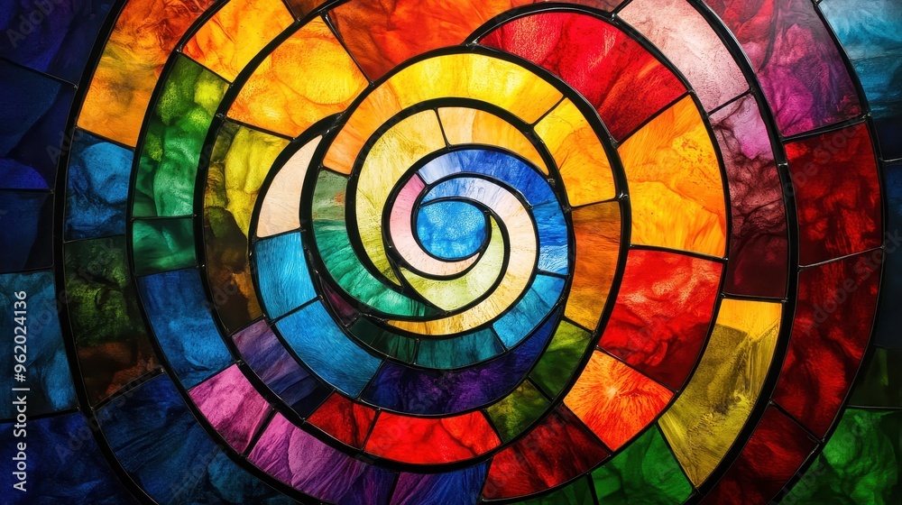 Fototapeta premium Illuminated Abstraction: Vibrant Stained Glass Circles