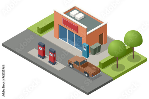 Konstfotografi Isometric Old gas station