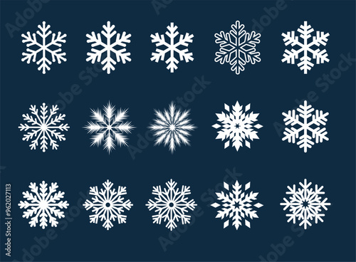 Snowflakes icon set. Vector illustration of snowflakes.