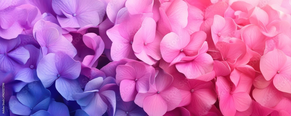 Obraz premium Beautiful gradient of pink and purple petals, creating a vibrant floral background that evokes calm and joy.