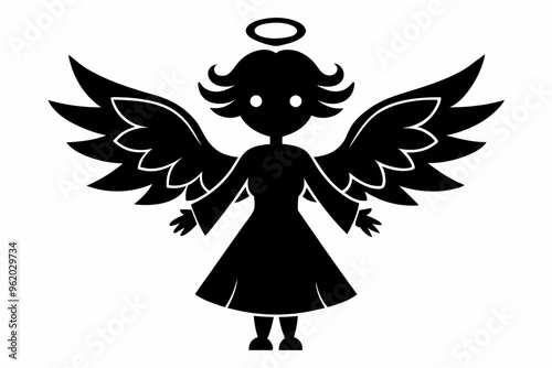 Christmas Angel Black Silhouette.Christmas angel, black silhouette, holiday angel, 