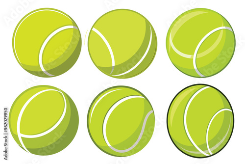 Collection of Tennis Balls Isolated on White Background
