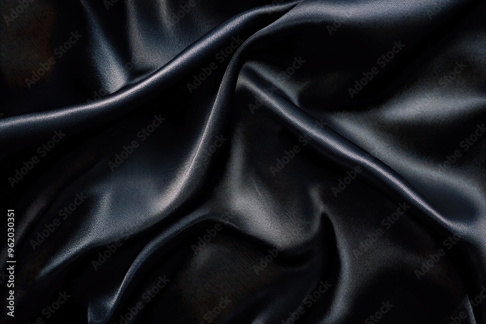 Fototapeta premium Black silk fabric with smooth folds