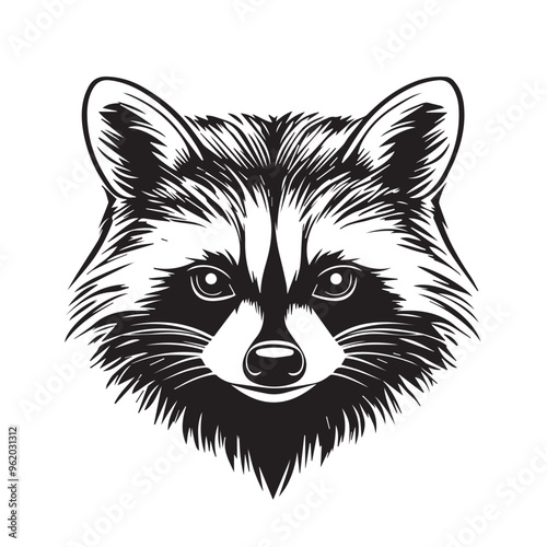 Raccoon in cartoon, doodle style . Image for t-shirt, web, mobile apps and ui. Isolated 2d vector illustration in logo, icon, sketch style, Eps 10, black and white. AI Generative