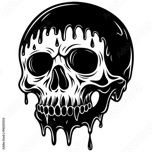 skull and crossbones  VECTOR, skull-that-is-melting-black--vector