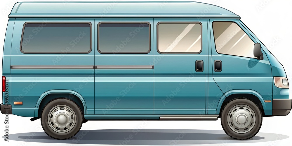 Side View Illustration of a Blue Van, Transportation, Vehicle, Delivery van Side View Illustration of a Blue Van, Transportation, Vehicle, Delivery van