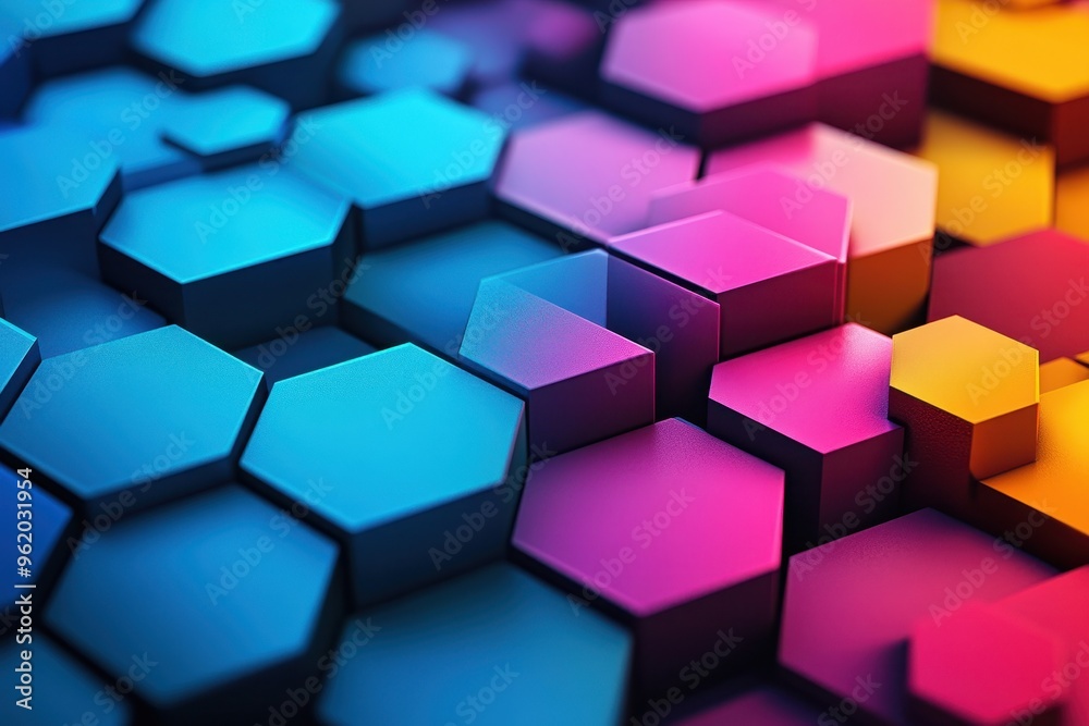 Obraz premium Futuristic Hexagon Mosaic Abstract Background in Vibrant Colors for Modern Design Concepts