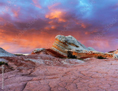 Sunset over extraordinary rock formation