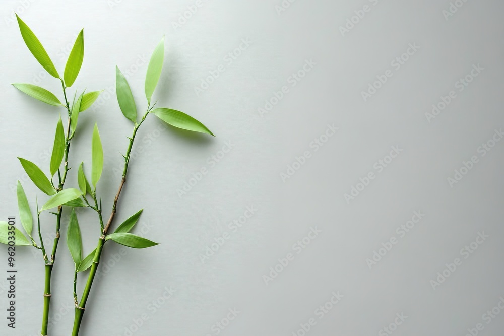 Fototapeta premium Bamboo sprouts on a plain gray background