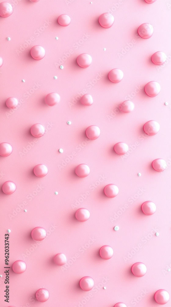 Pink Spheres and White Dots Pattern on Pink Background Pink Spheres and White Dots Pattern on Pink Background