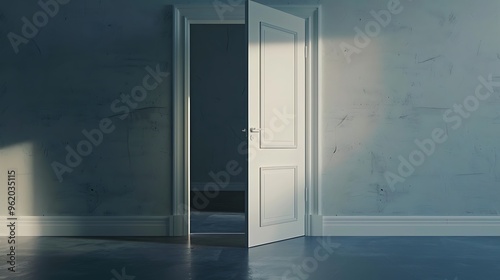 Opened wooden door With warm sunlight. Concept of opportunity and startup.  Ai generated