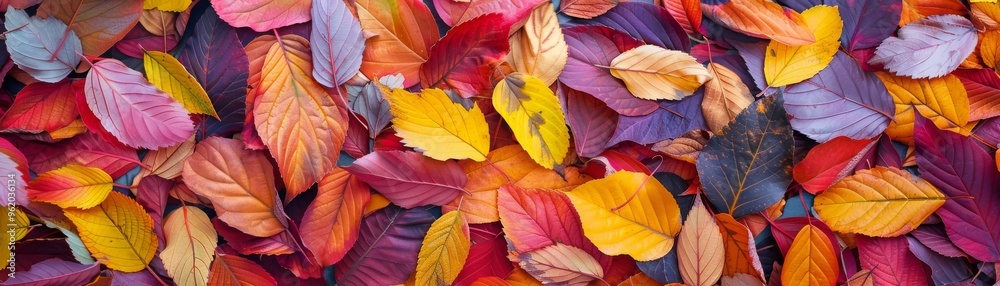 Obraz premium Colorful seasonal autumn background pattern, Vibrant carpet of fallen forest leaves