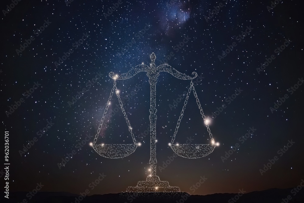 Libra constellation scales in starry sky Libra constellation scales in starry sky