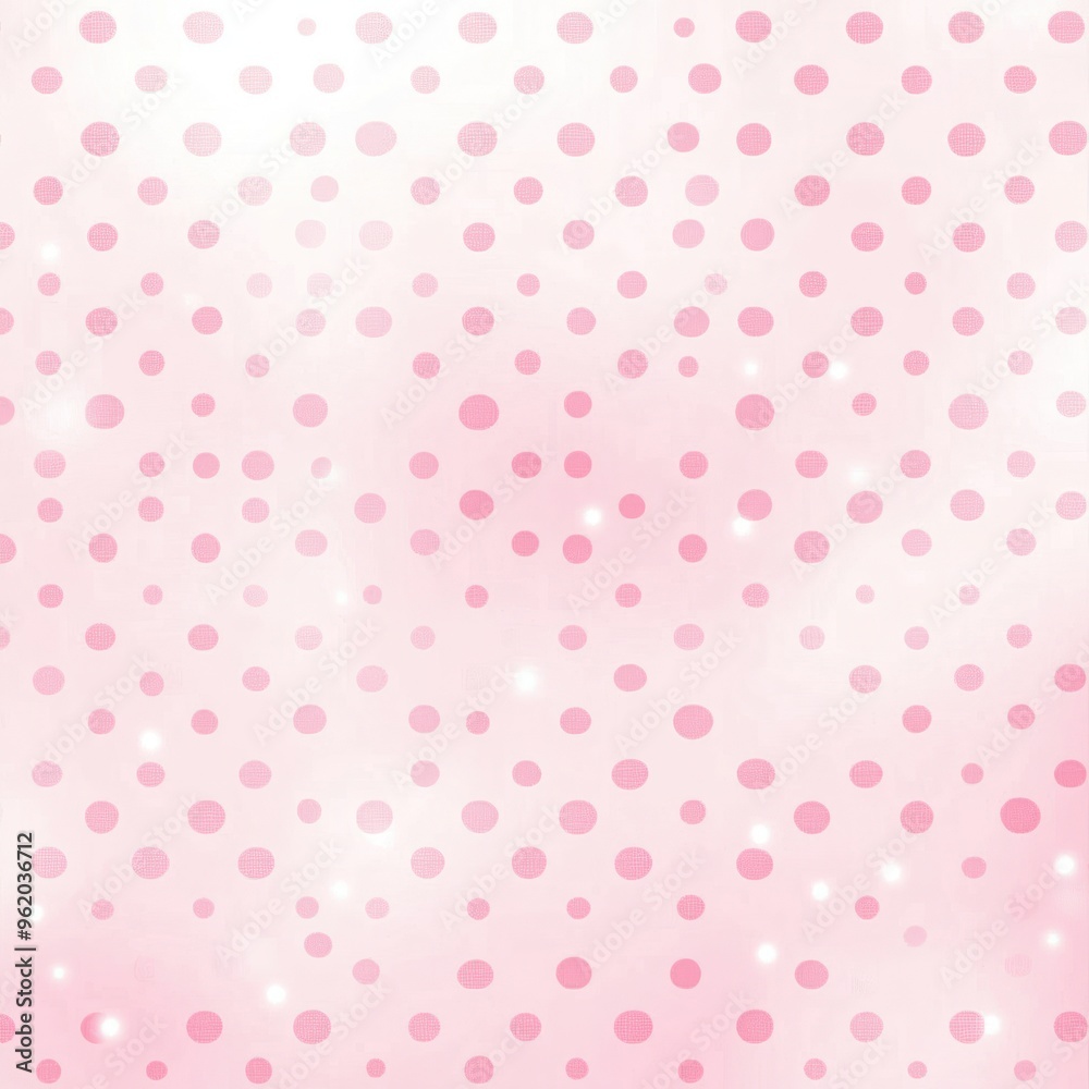 Pink and White Polka Dot Background with Glimmering Lights Pink and White Polka Dot Background with Glimmering Lights