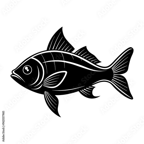 Download Fish Silhouette Vector Illustration White Background Svg File For Design.