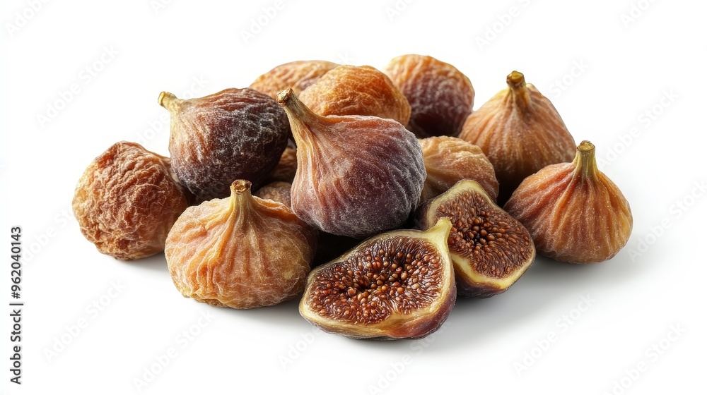 Vibrant High-Resolution Close-Up of Dried Figs on White Background for Stock Photography Vibrant High-Resolution Close-Up of Dried Figs on White Background for Stock Photography