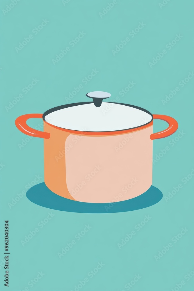 Obraz premium Stylized Cooking Pot on Vibrant Background