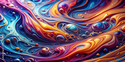 Abstract Swirling Colors with Iridescent Bubbles, Abstract Art, Liquid Art, Fluid Art