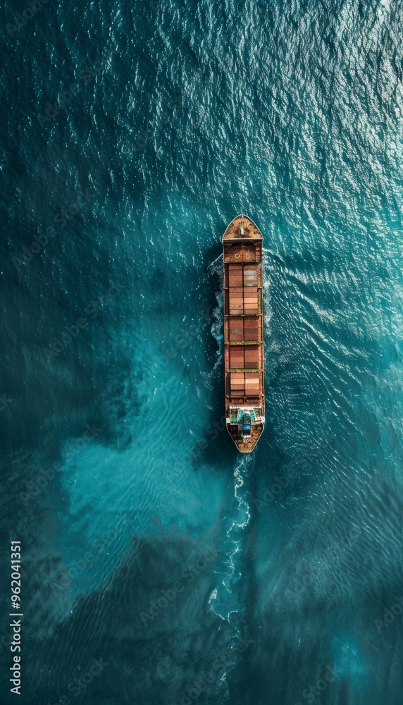 photo a panoramic aerial view of an industrial cargo container ship navigating tranquil open seas photo a panoramic aerial view of an industrial cargo container ship navigating tranquil open seas