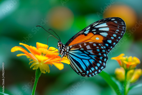 beautiful butterfly sitting on an orange flower