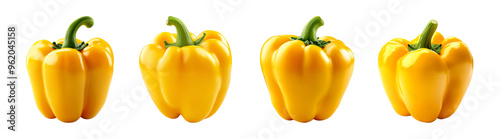 Yellow capsicums isolated on transparent background, yellow peepers PNG photo