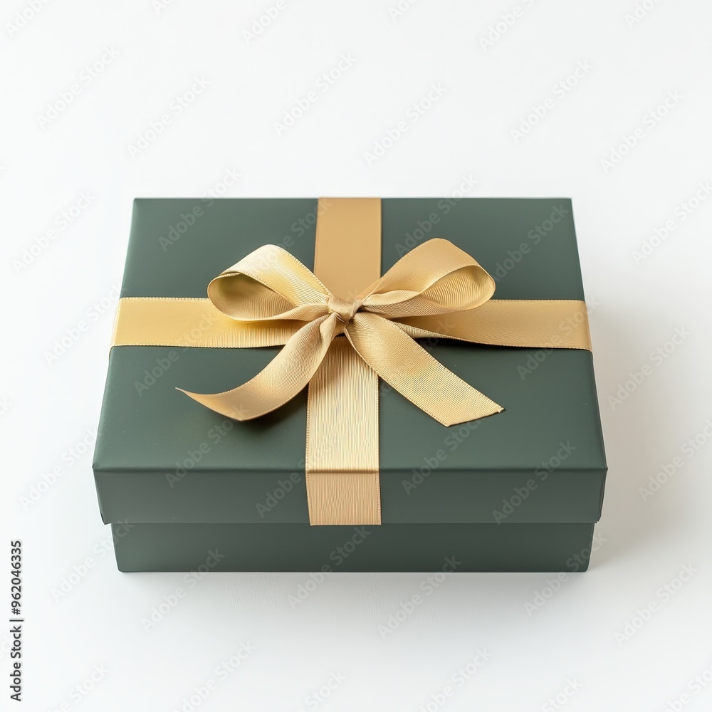 Elegant Matte Green Gift Box with Gold Ribbon - Perfect for Special Occasions and Holiday Celebrations Elegant Matte Green Gift Box with Gold Ribbon - Perfect for Special Occasions and Holiday Celebrations