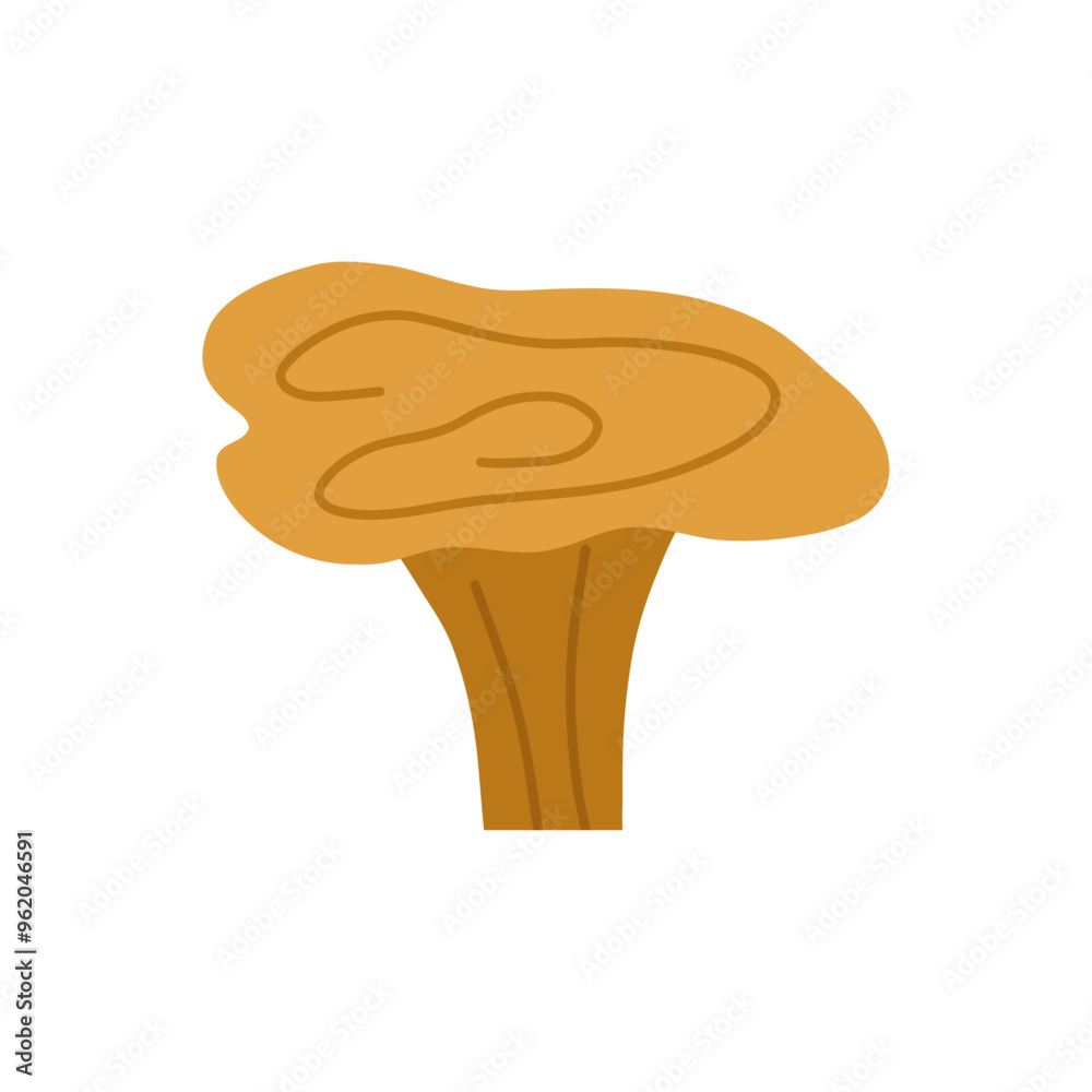 Fototapeta premium Chanterelle mushroom, cartoon flat vector illustration isolated on white background. Cute hand drawn mushroom, autumn nature.