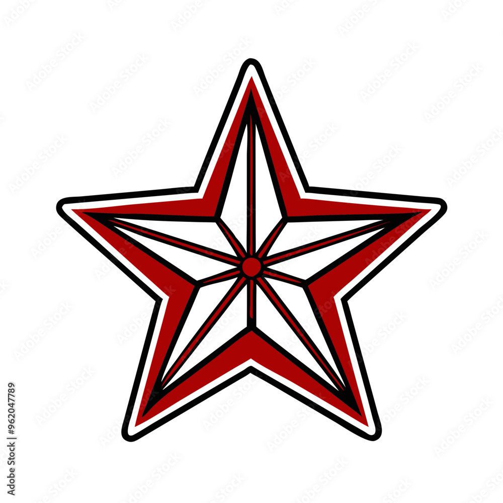 Stylized red star illustration, bold mood, decorative design, graphic symbol Stylized red star illustration, bold mood, decorative design, graphic symbol
