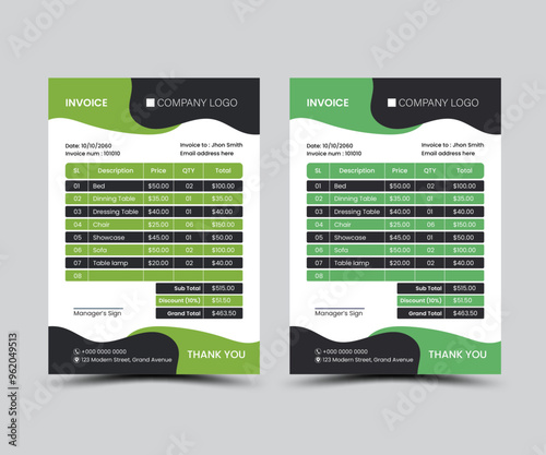 Abstract shape invoice design template