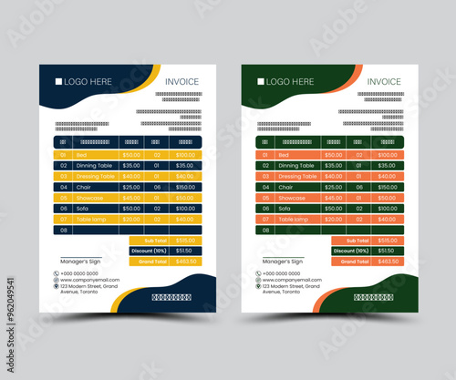 Abstract shape invoice design template