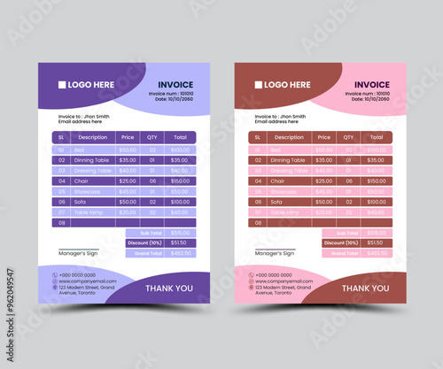 Abstract shape invoice design template