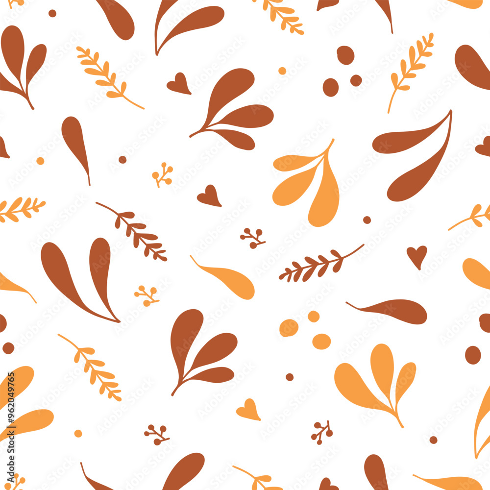 Seamless pattern of autumn leaves and berries. Vector illustration. Seamless pattern of autumn leaves and berries. Vector illustration.