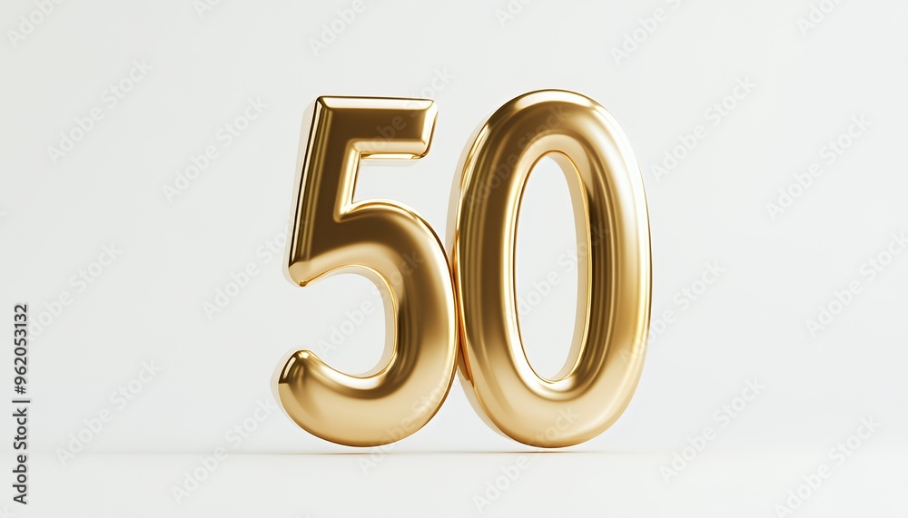 Shiny golden number 50 isolated on white background. Shiny golden number 50 isolated on white background.