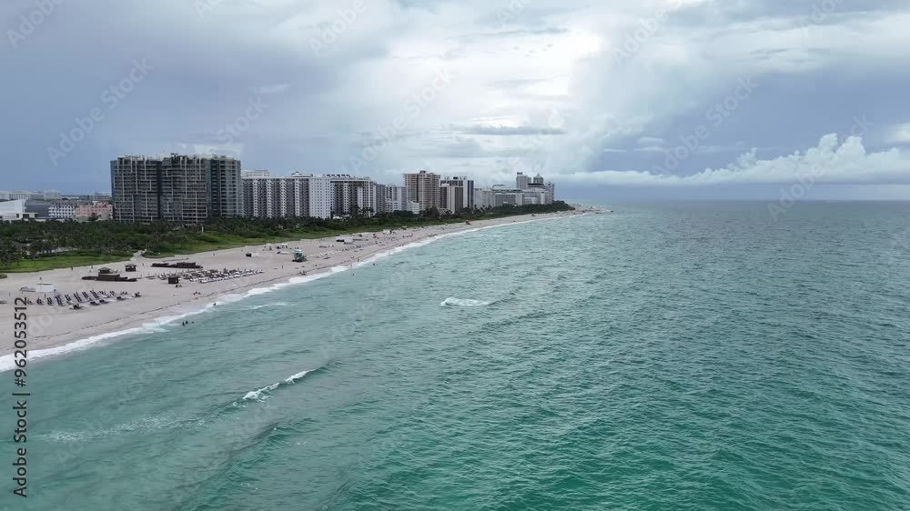 Aerial video over the view of Miami Beach, Miami, Florida, USA Aerial video over the view of Miami Beach, Miami, Florida, USA