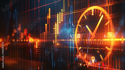 A clock is shown in the center of a screen with a bunch of numbers