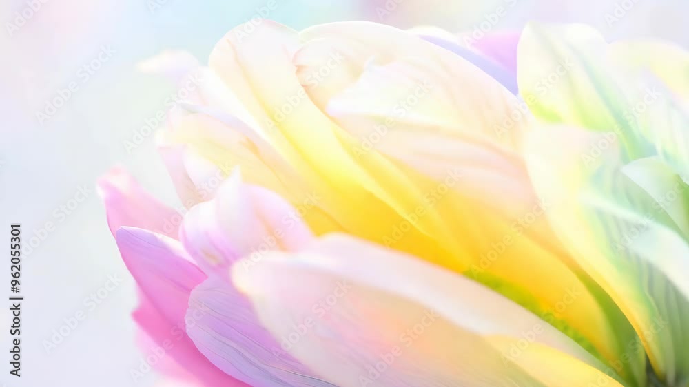 Floating Rainbow Petals on Breeze with Soft Drifting Bokeh