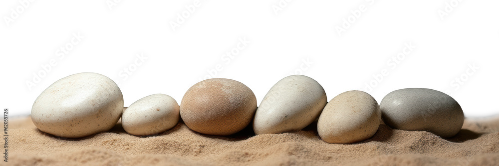 Smooth stones in sand. playful design, shopping, online, Generative image Ai Smooth stones in sand. playful design, shopping, online, Generative image Ai