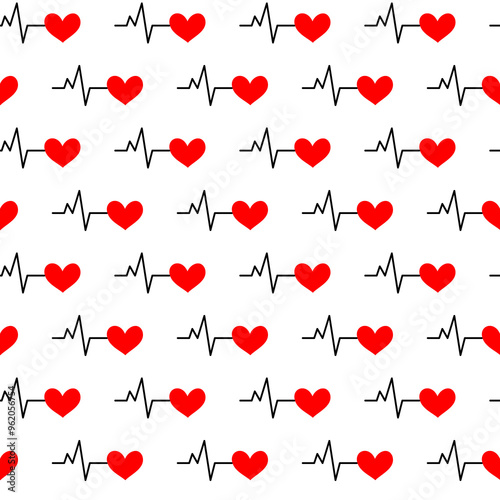 Seamless background with heartbeat symbol illustration