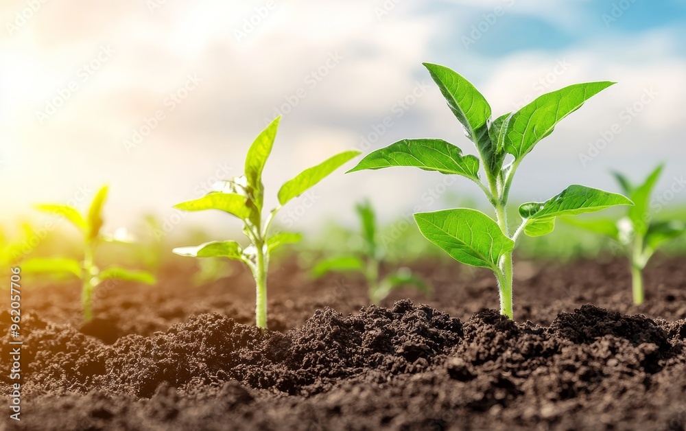 A photostock image of sustainable agriculture in a rural field, producing organic crops for eco-friendly farming A photostock image of sustainable agriculture in a rural field, producing organic crops for eco-friendly farming