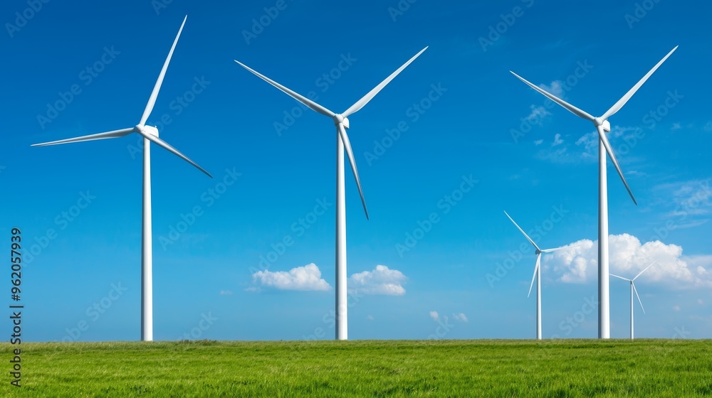 A photostock image of wind turbines generating green energy with a scenic backdrop, perfect for eco-friendly energy designs A photostock image of wind turbines generating green energy with a scenic backdrop, perfect for eco-friendly energy designs