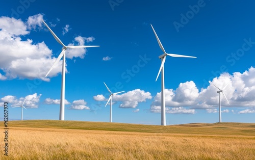 Wallpaper Mural A photostock image of wind turbines generating green energy with a scenic backdrop, perfect for eco-friendly energy designs Torontodigital.ca