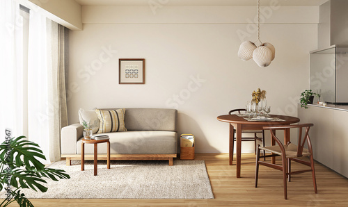 二人暮らしのインテリア　北欧アンティークのリビング