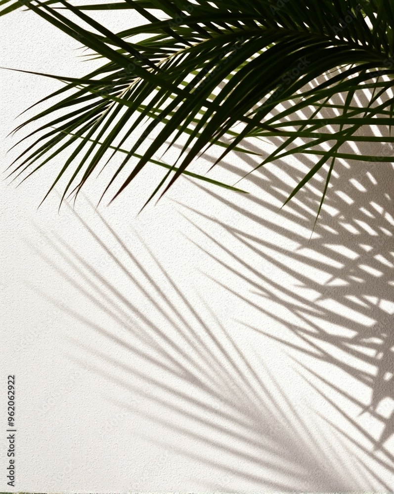 Obraz premium biege background with palm leaf shade 