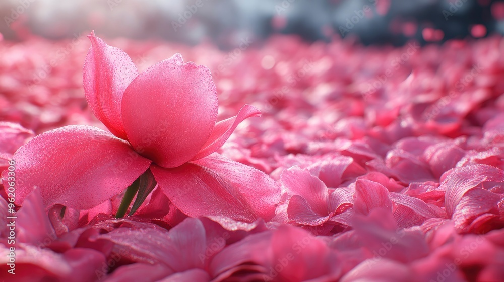 Obraz premium Pink Flower Blooming in a Field of Petals